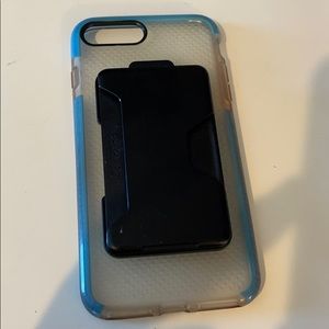clear and blue phone case with speck card holder!